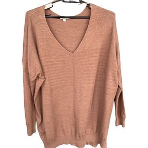 Reborn J Sweater Womens Plus Size 3X Brown‎ Long Sleeve V-neck